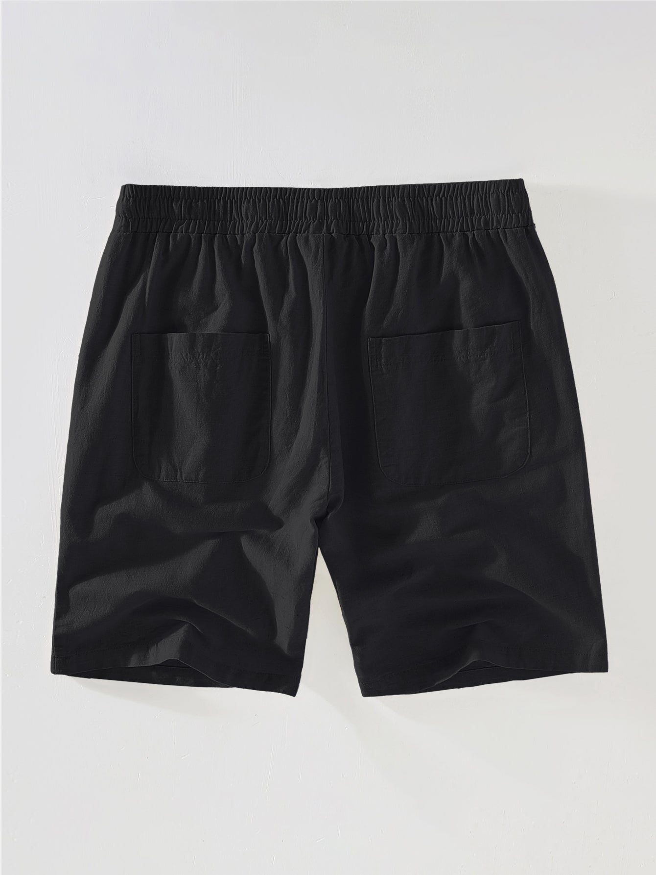 Striped Button-Up Shirt in Cotton Blend with Linen Drawstring Shorts