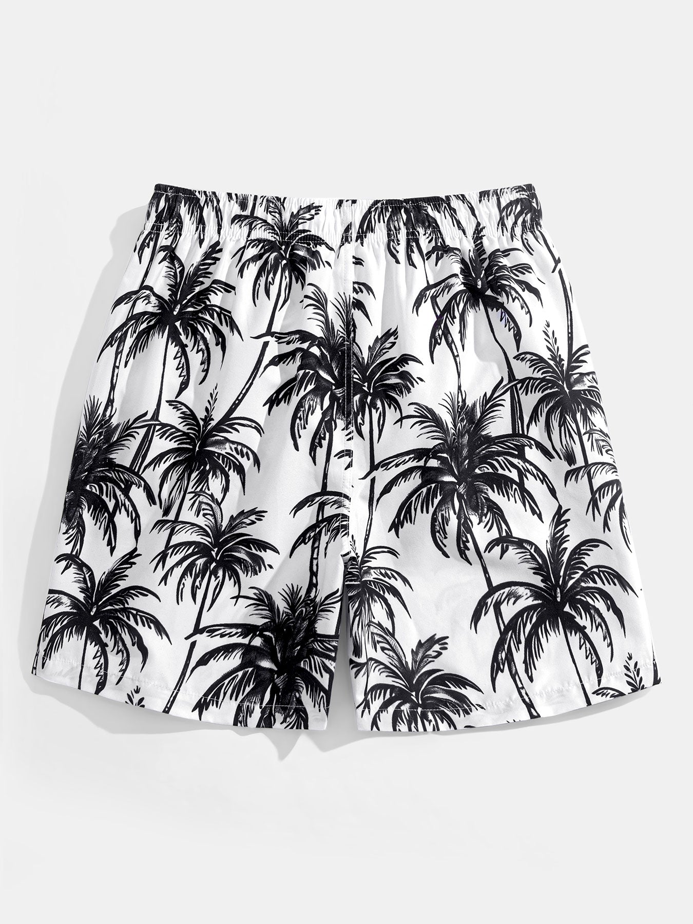 Relaxed Fit Palm Tree Print Button-Up Shirt & Matching Swim Shorts