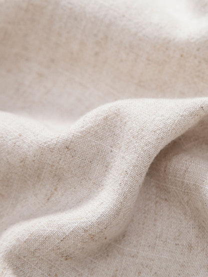 Linen-Rayon Blend Button-Up Shirt with Straight-Leg Linen Trousers