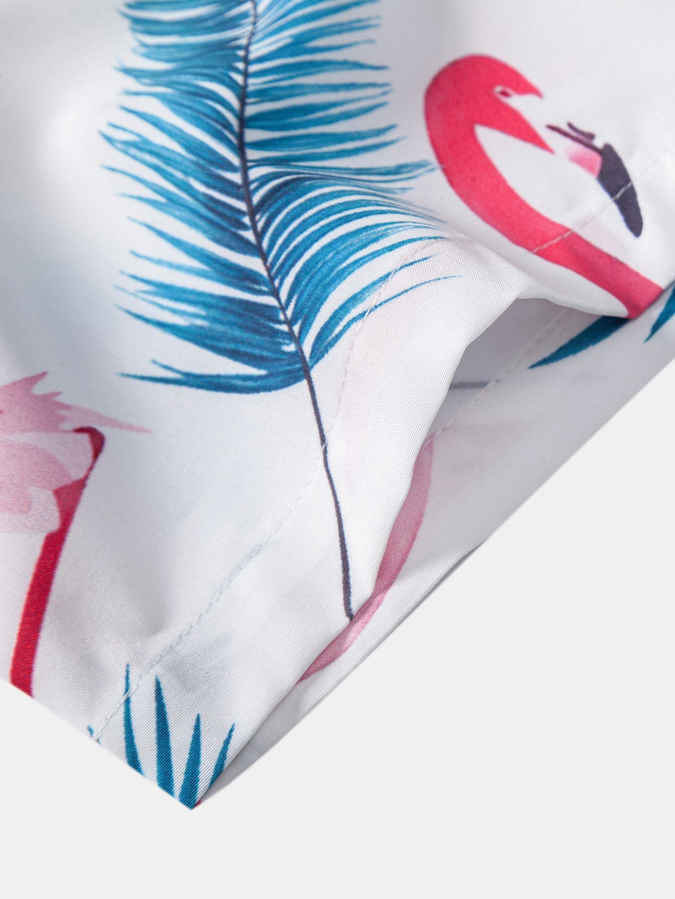 Flamingo Leaf Pattern Button-Up Shirt and Swim Shorts Set