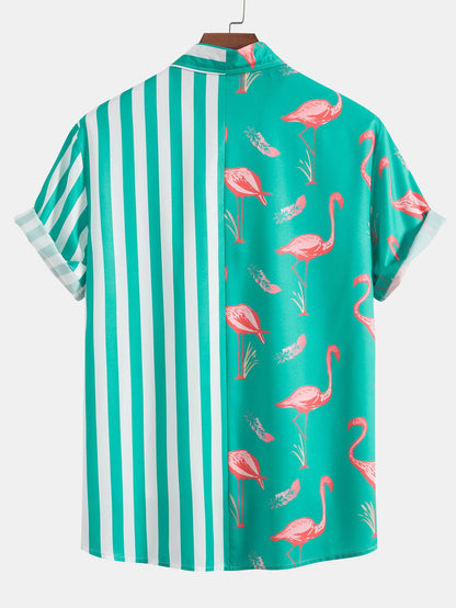 Striped Flamingo Panel Shirt