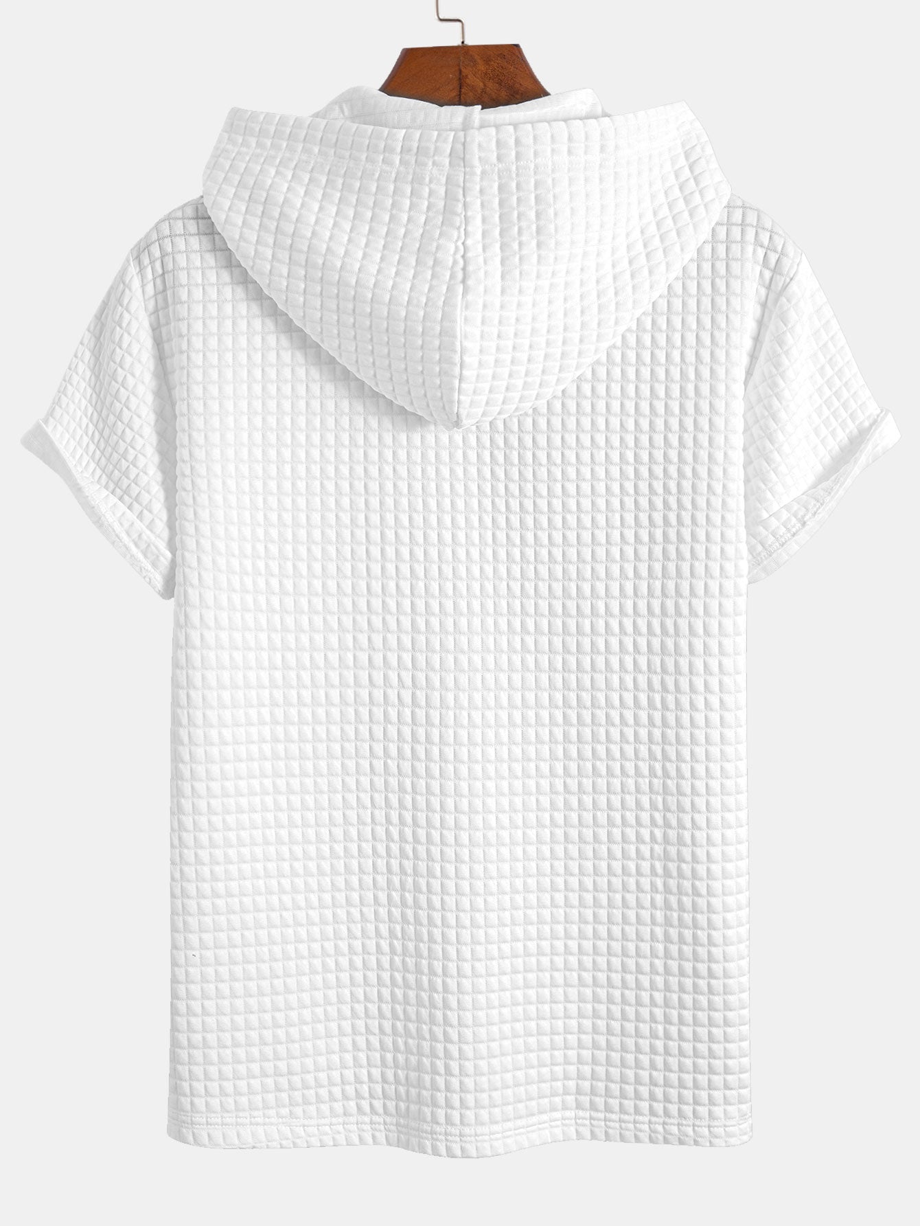 Waffle Knit Hooded T-Shirt with Kangaroo Pocket & Matching Shorts