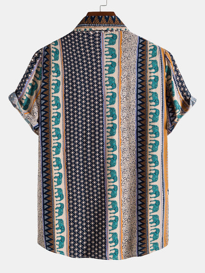 Geometric Elephant Print Shirt