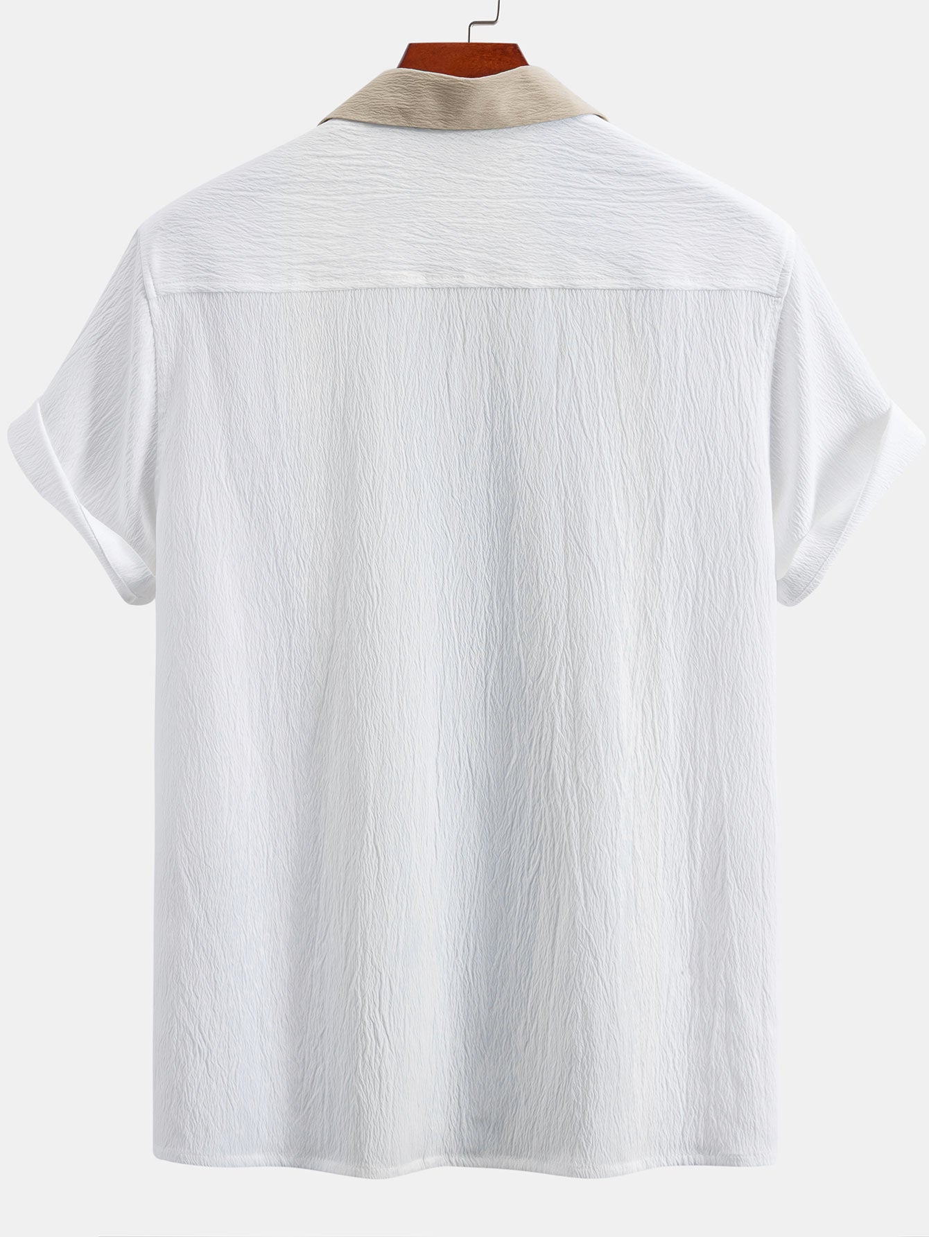 Textured Cuban Shirt with Contrasting Details & Straight Leg Trousers