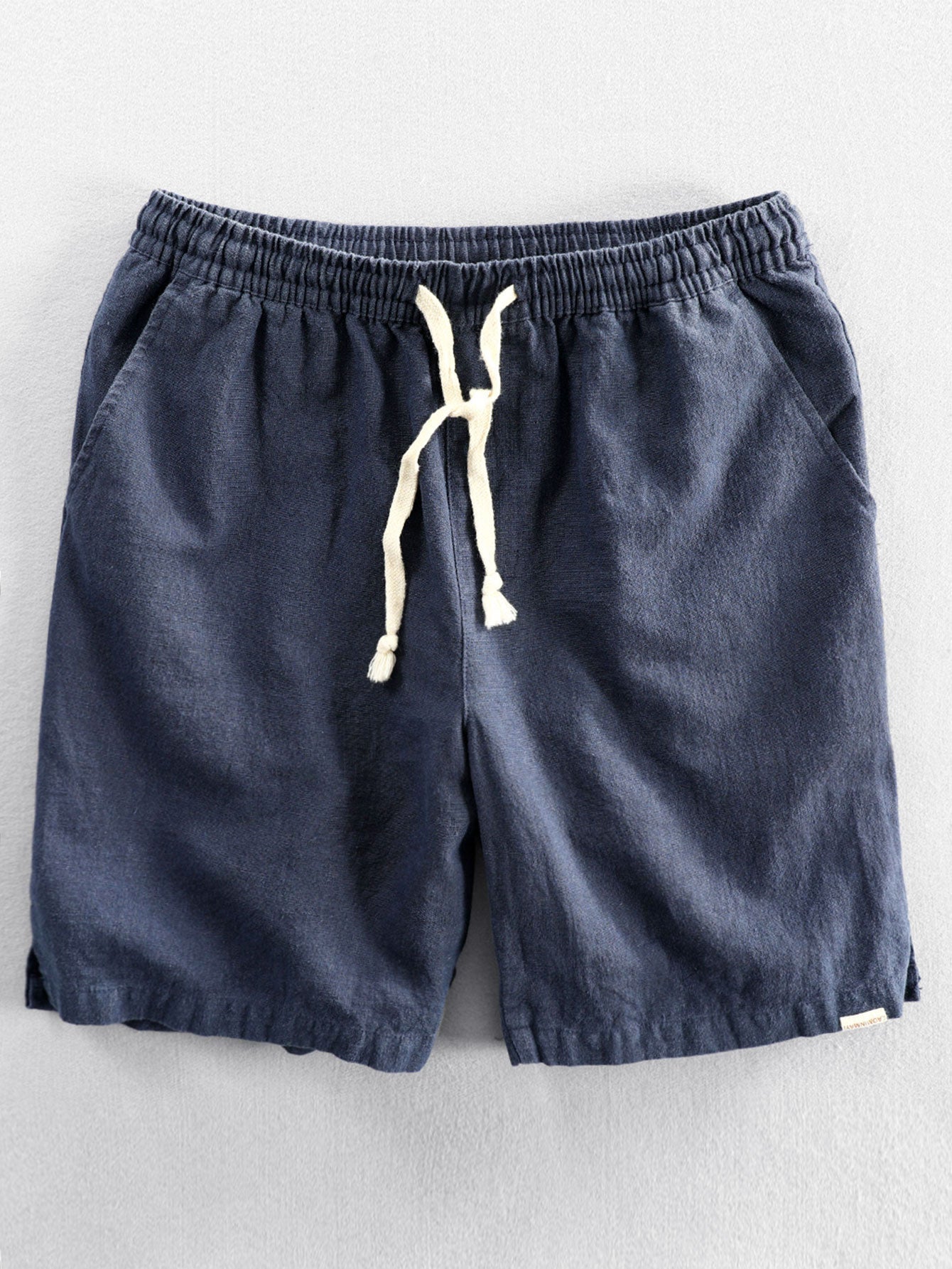 Drawstring Shorts in Linen-Cotton Blend