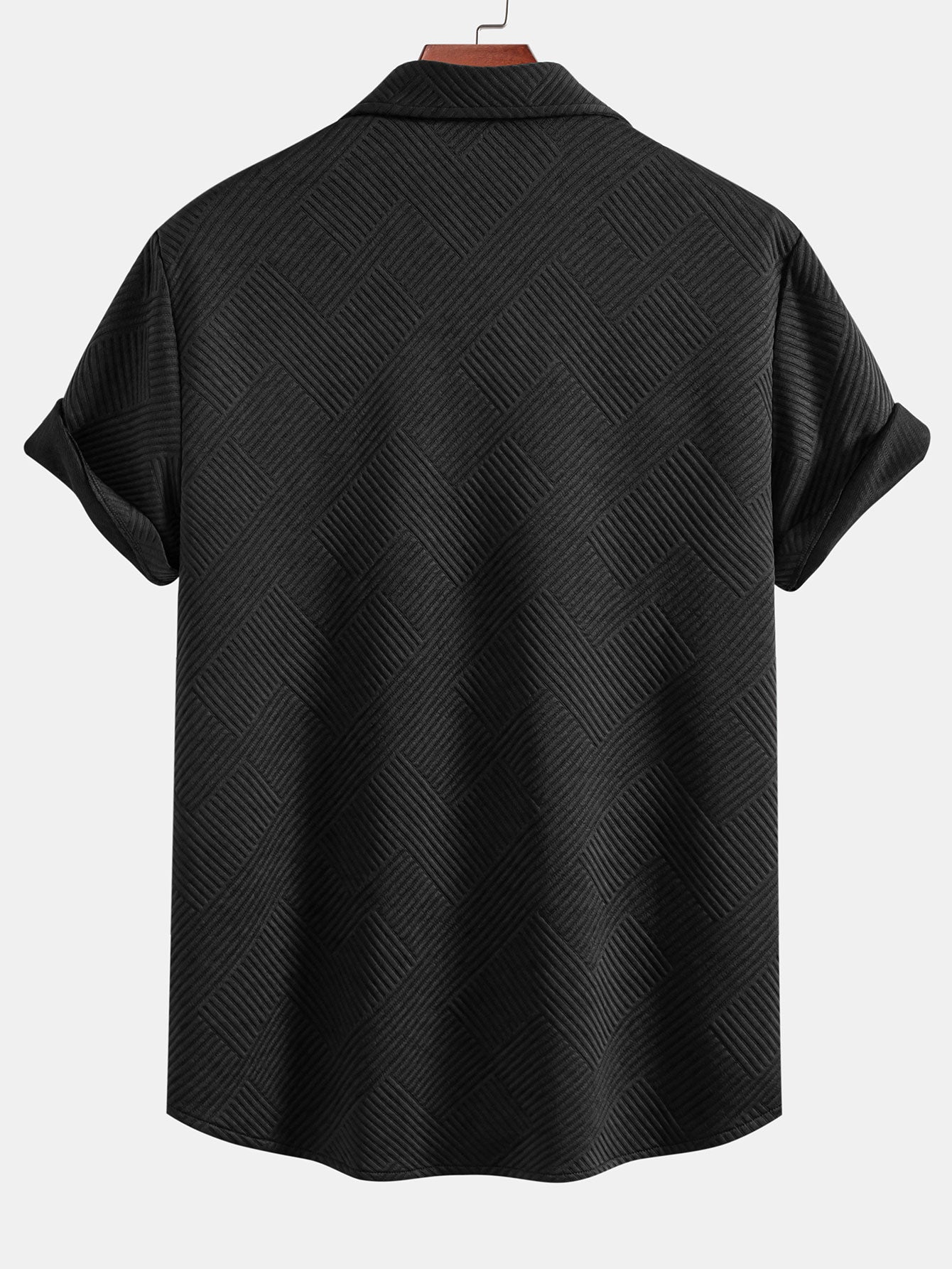 Striped Jacquard Button-Up Shirt and Shorts Set