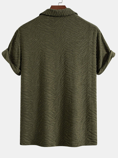 Cuban Shirt and Shorts Set with Animal Texture Terry