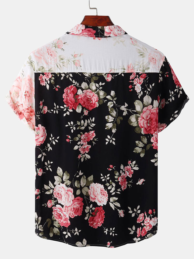 Dual Color Floral Pattern Shirt