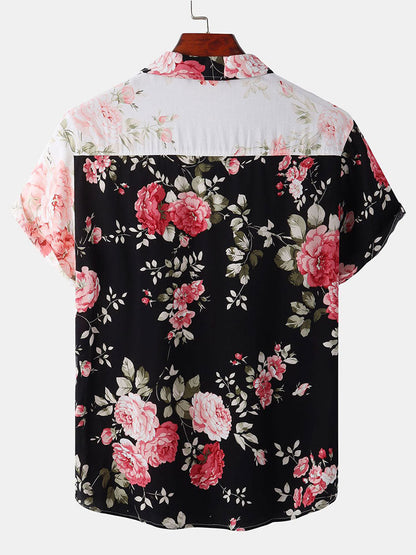 Dual Color Floral Pattern Shirt