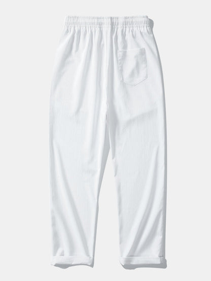 Textured Cuban Shirt with Contrasting Details & Straight Leg Trousers