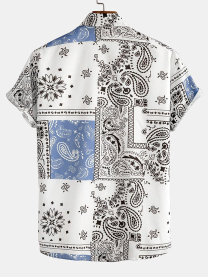 Paisley Print Button-Up Shirt with Coordinating Swim Shorts - Unique Pattern Design