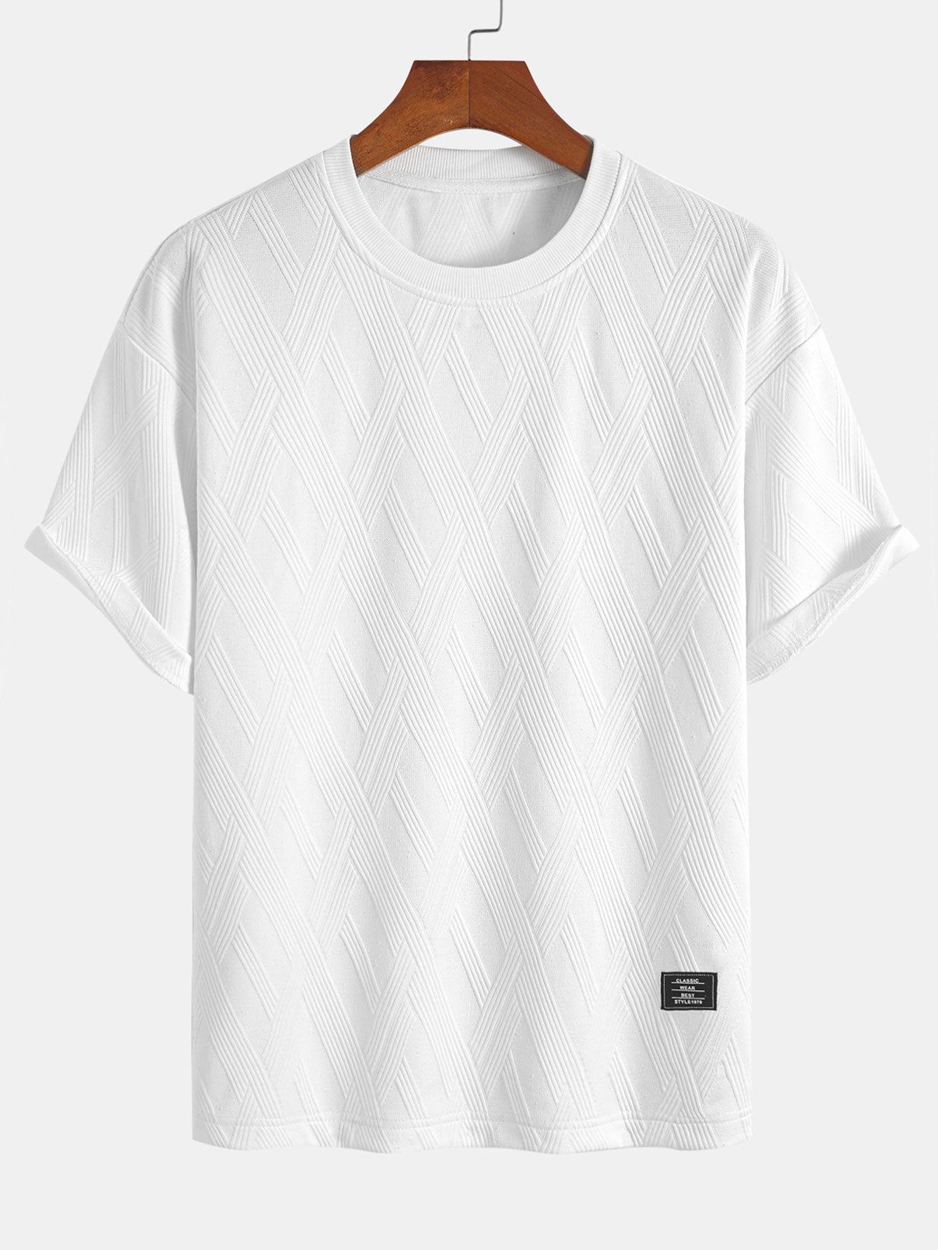 Comfortable Diamond Jacquard T-Shirt and Shorts Set