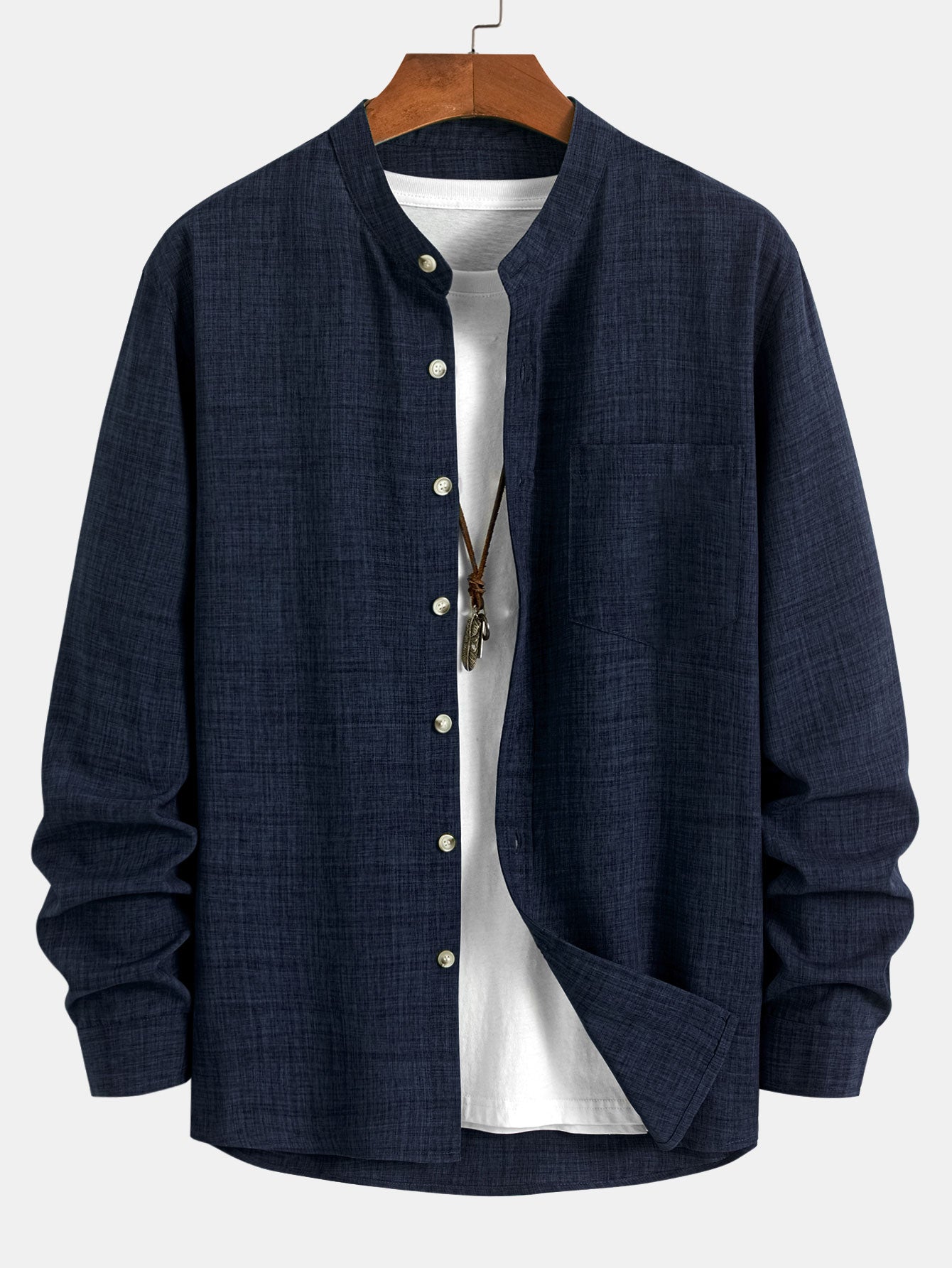 Long Sleeve Shirt with Stand-Up Collar