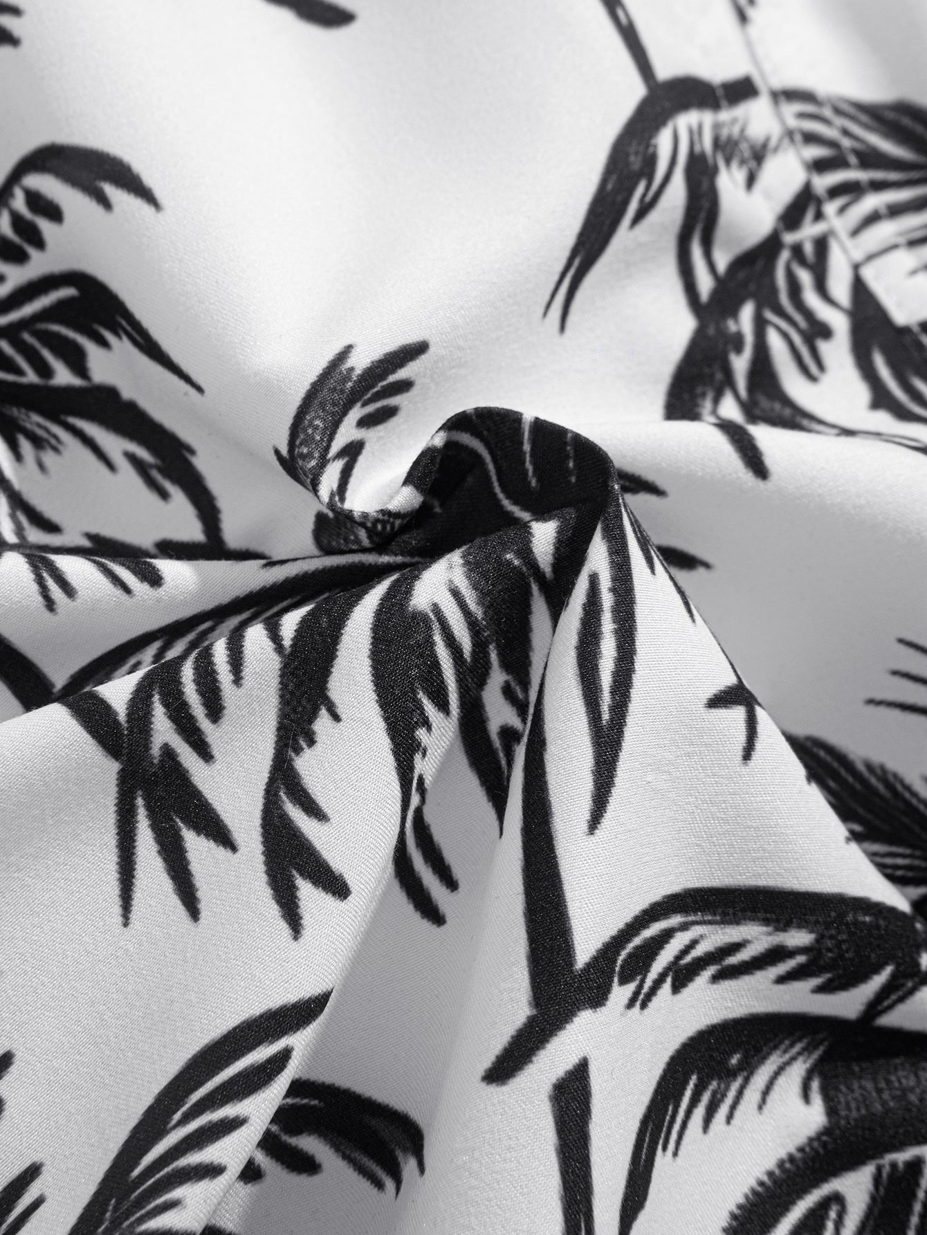 Relaxed Fit Palm Tree Print Button-Up Shirt & Matching Swim Shorts