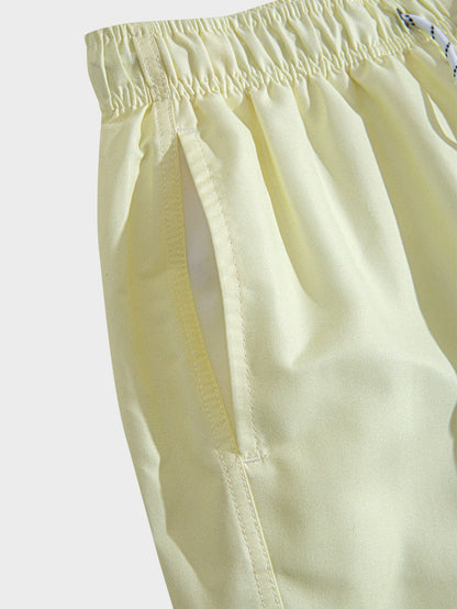 Relaxed Fit Flamingo Tropical Palm Tree Print Button-Up Shirt and Swim Shorts