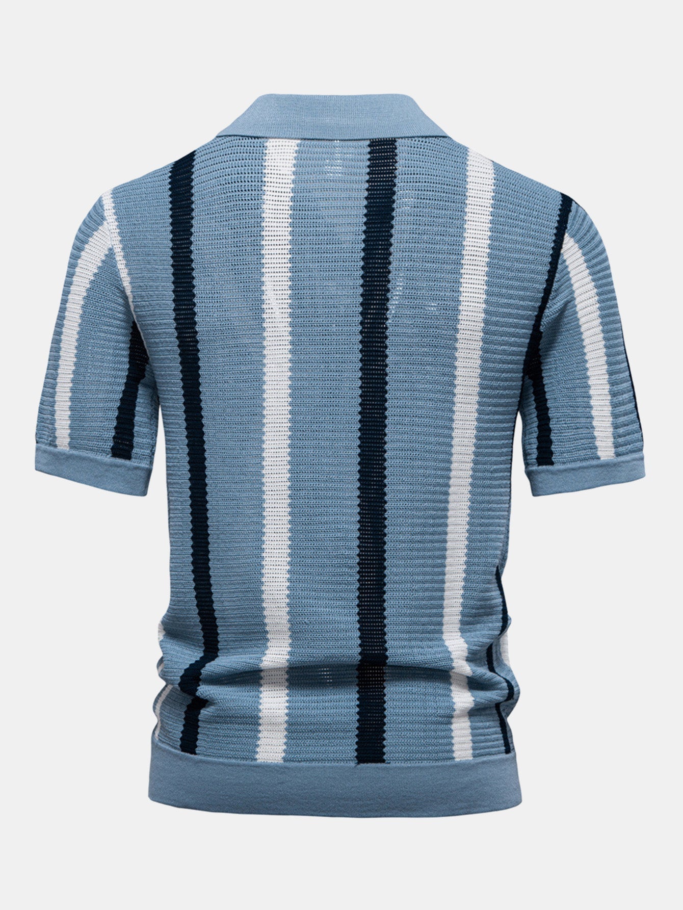 Striped V-Neck Polo Shirt