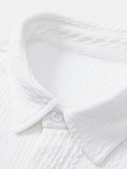 Textured Jacquard Muscle Fit Shirt