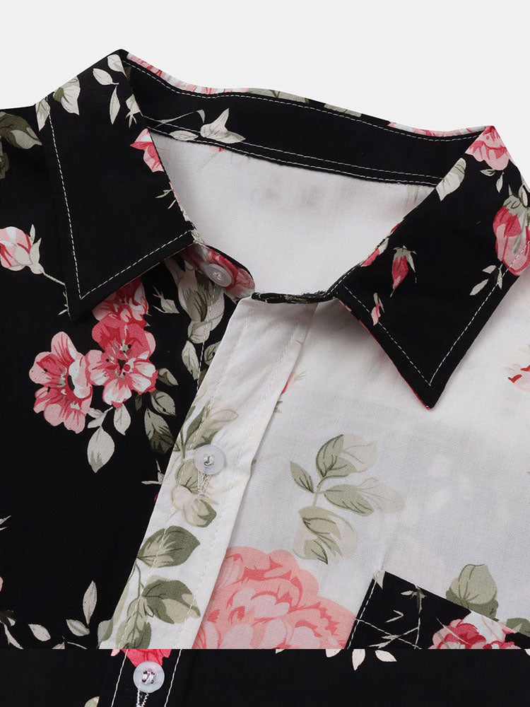 Dual Color Floral Pattern Shirt