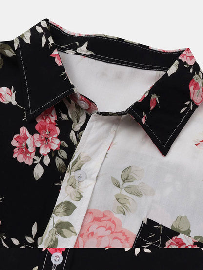 Dual Color Floral Pattern Shirt