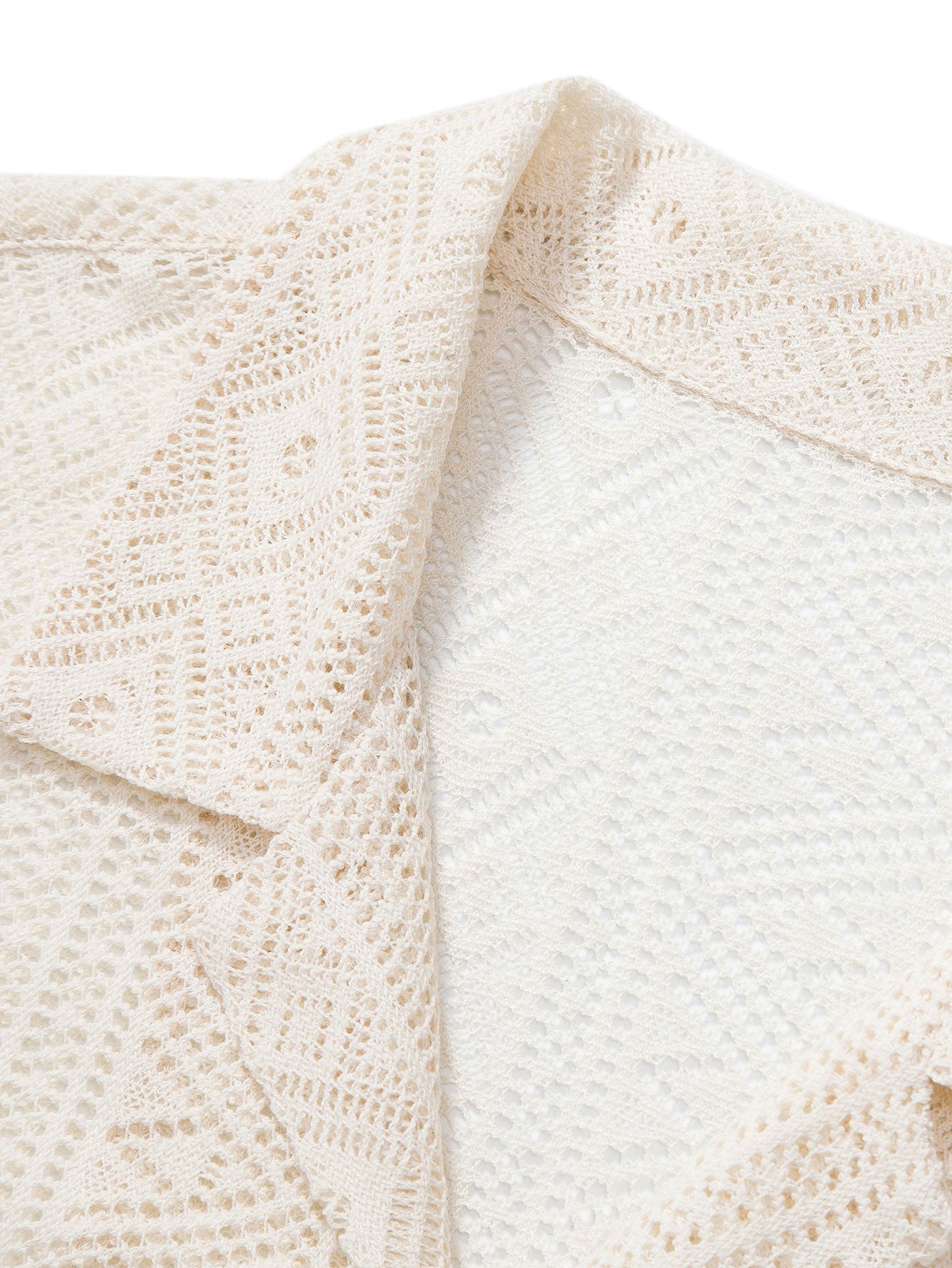 Short Sleeve Textured Cuban Shirt with Geometric Design