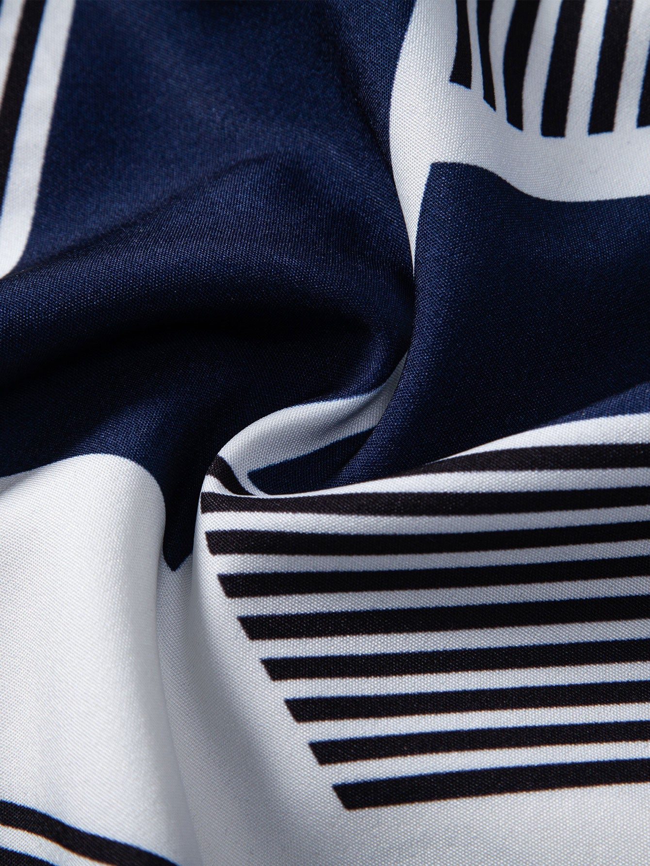 Geometric Color Block Button-Up Shirt with Matching Swim Shorts