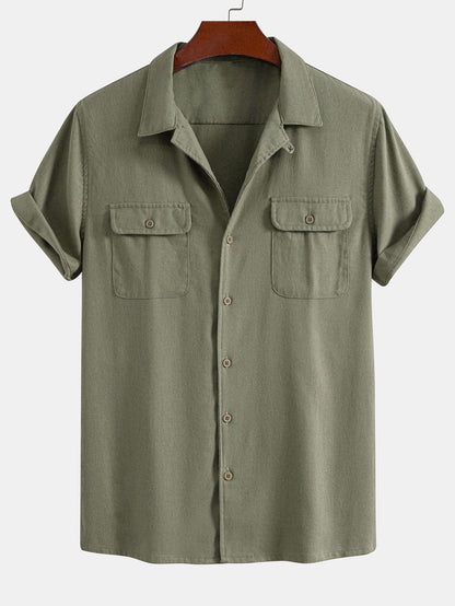 Pocketed Linen Cuban Shirt