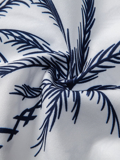 Island-Inspired Sailing Print Button-Up Shirt & Swim Shorts Set