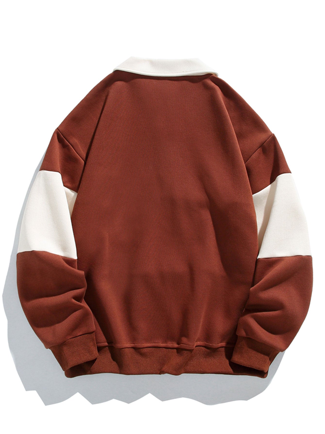 Color Block Patchwork Polo Sweatshirt with Relaxed Fit
