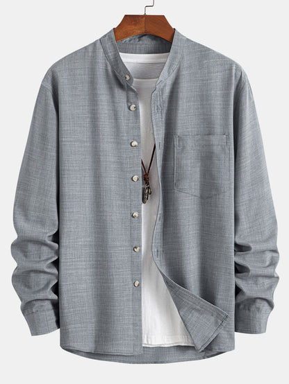 Long Sleeve Shirt with Stand Collar