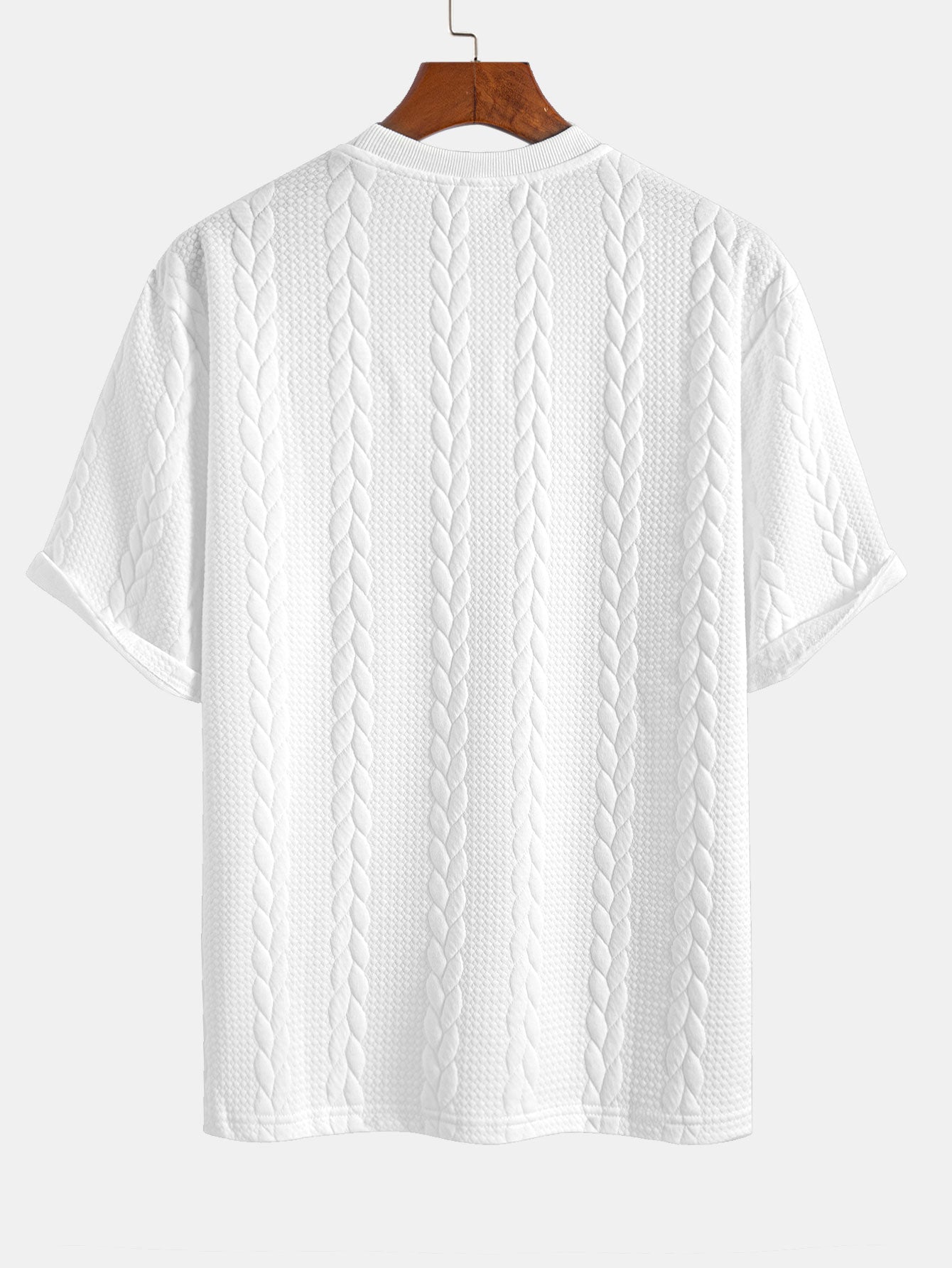 Comfortable Mid-Length Sleeve Twist Jacquard Tee & Shorts Set