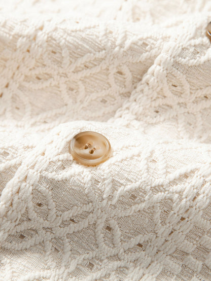 Floral Checkerboard Jacquard Cuban-Style Shirt