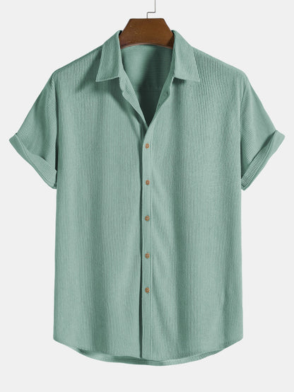 Corduroy Short Sleeve Button-Up Shirt