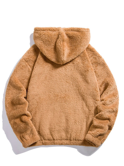 Teddy Hoodie with Bear Embroidery Patch