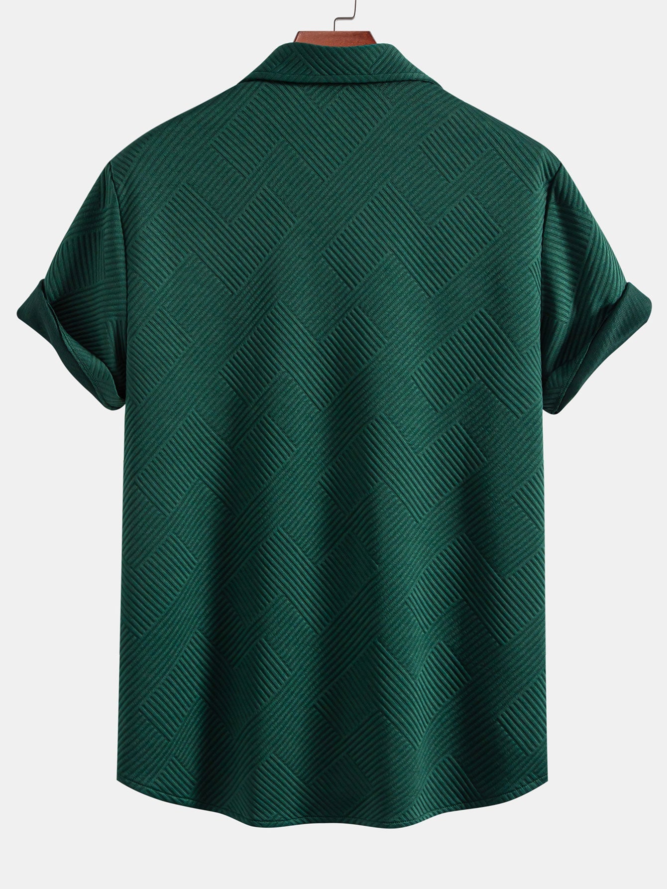 Striped Jacquard Button-Up Shirt and Shorts Set