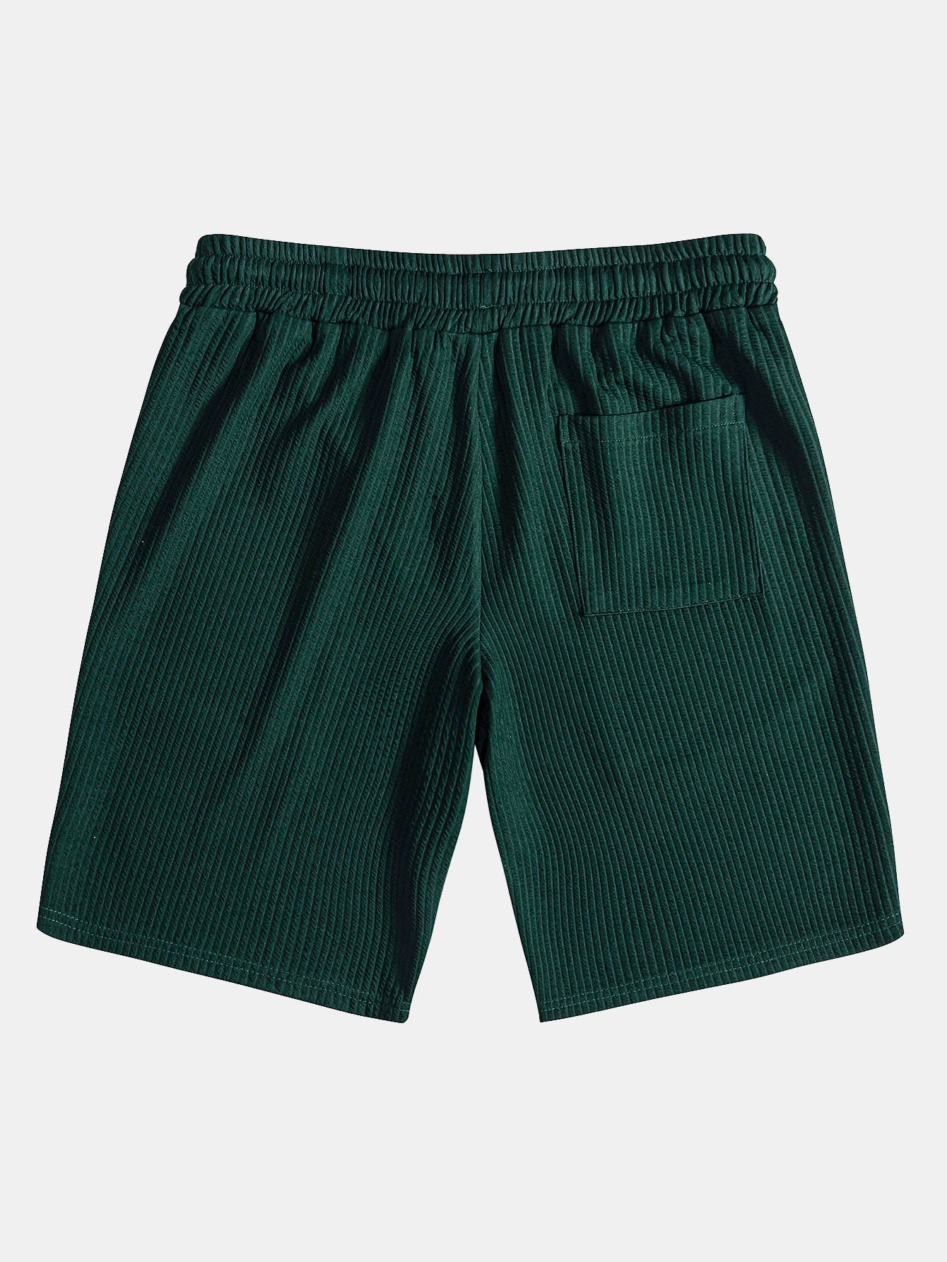 V-Neck Ribbed Polo with Short Sleeves & Drawstring Ribbed Shorts