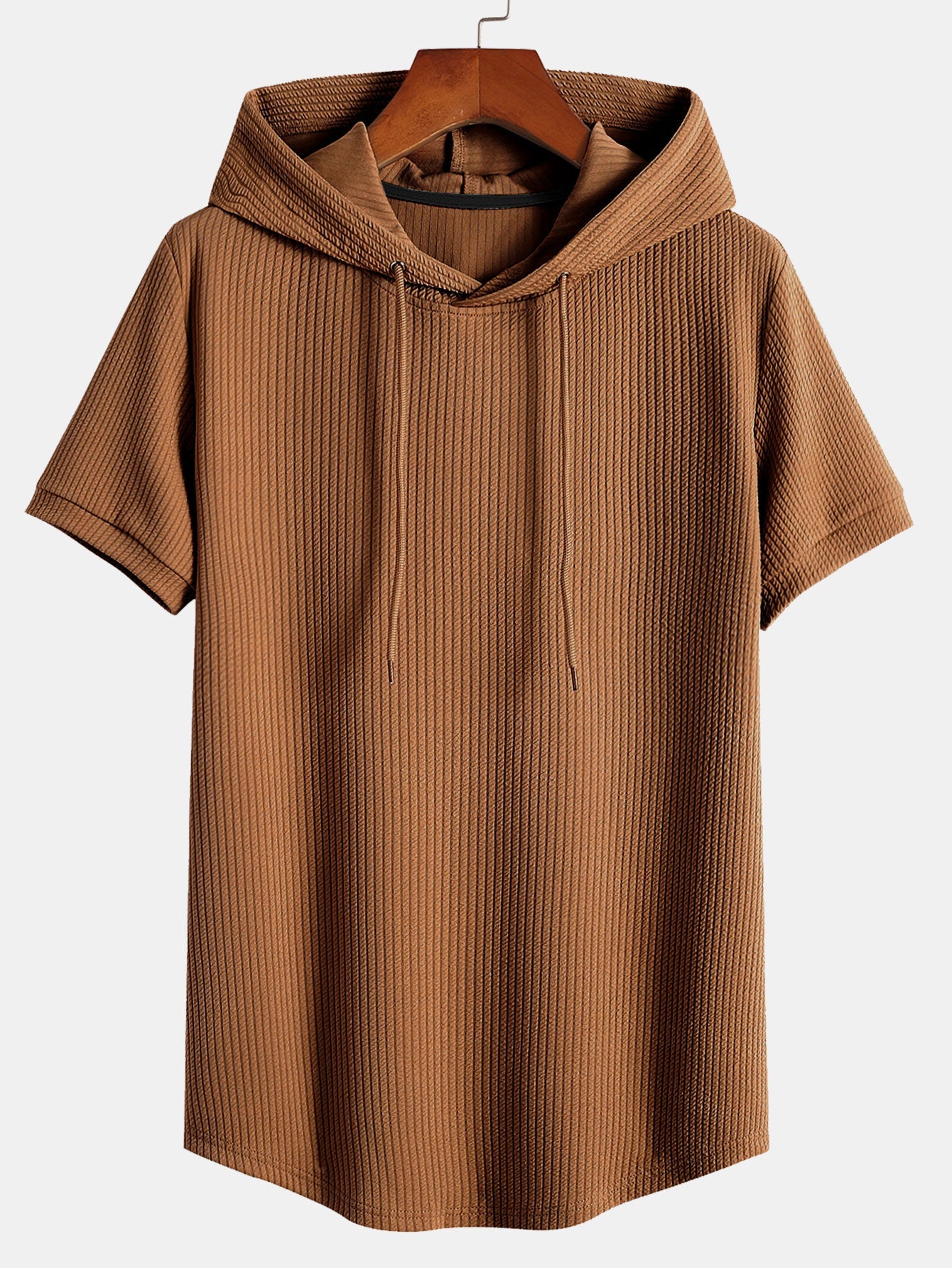 Ribbed Hooded T-Shirt with Muscle Fit