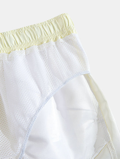 Relaxed Fit Flamingo Tropical Palm Tree Print Button-Up Shirt and Swim Shorts