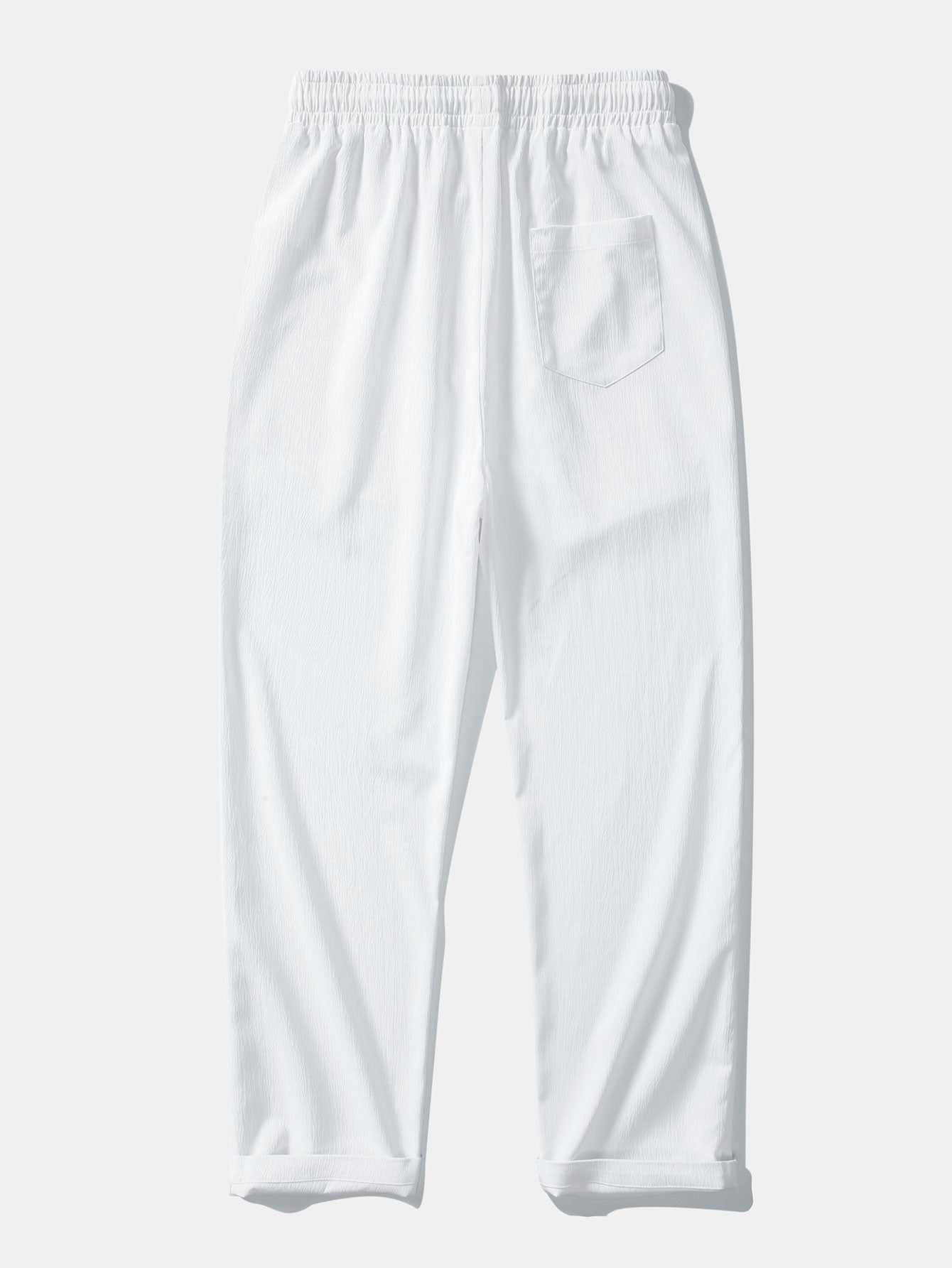 Linen-Rayon Blend Button-Up Shirt with Wrinkle-Textured Straight-Leg Pants