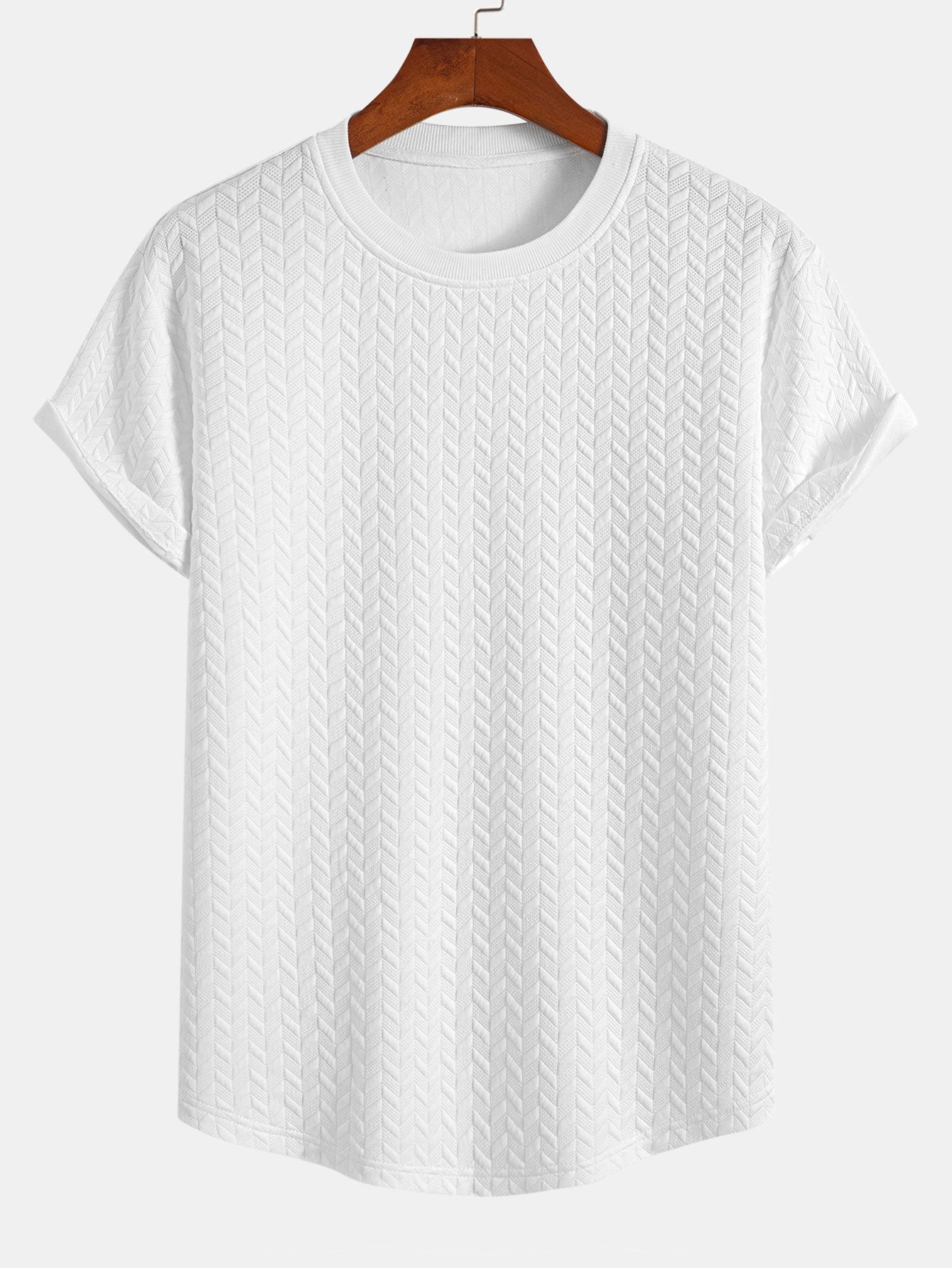 Arc Hem T-Shirt with Jacquard Texture