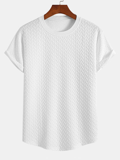 Arc Hem T-Shirt with Jacquard Texture