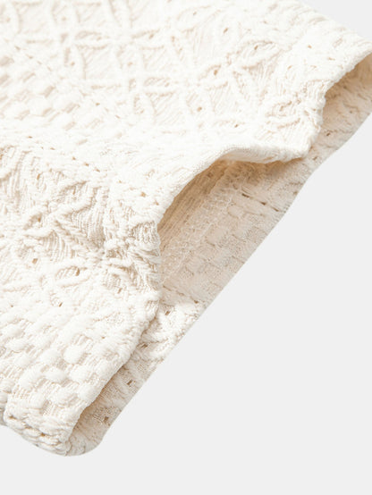 Floral Checkerboard Jacquard Cuban-Style Shirt