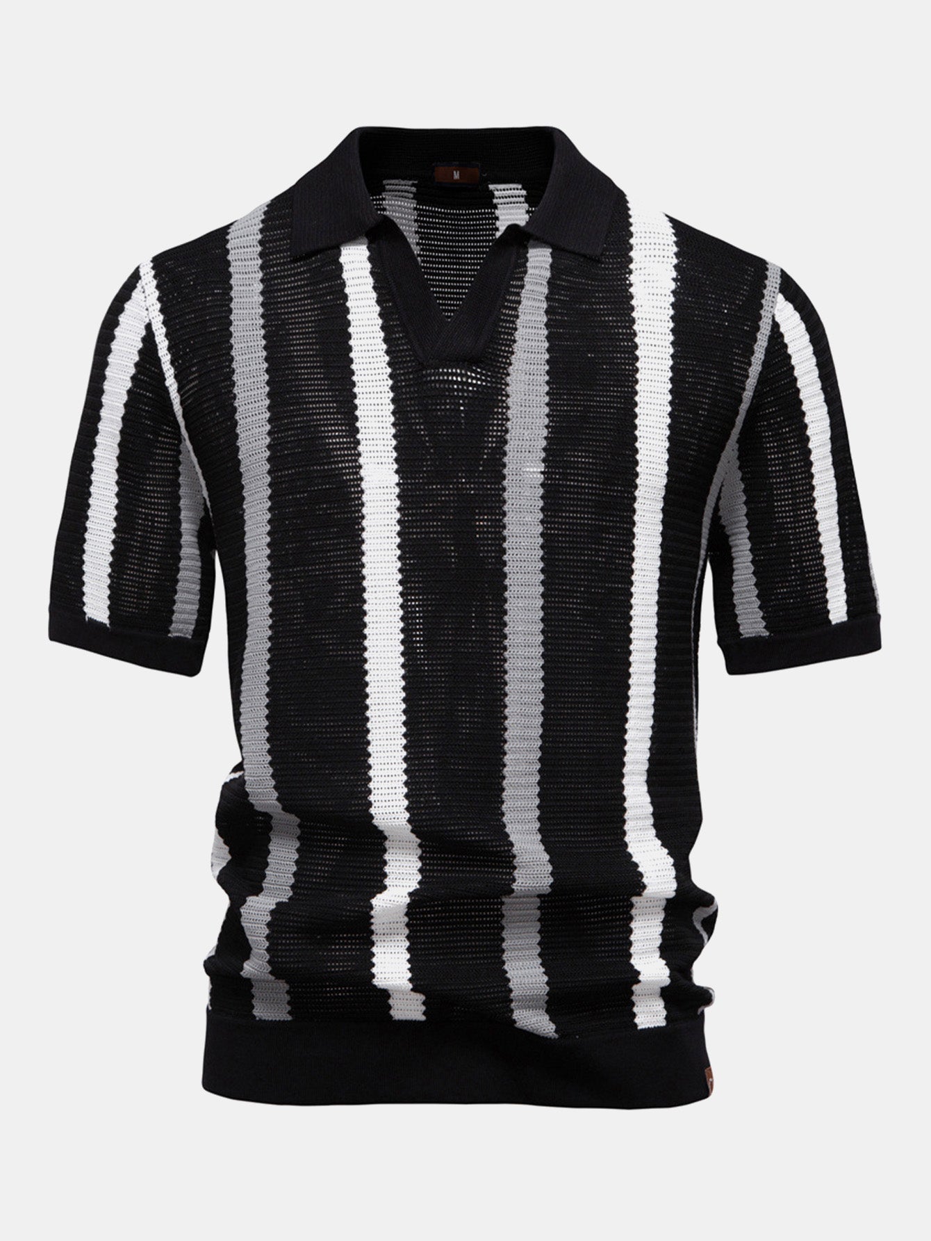 Striped V-Neck Polo Shirt