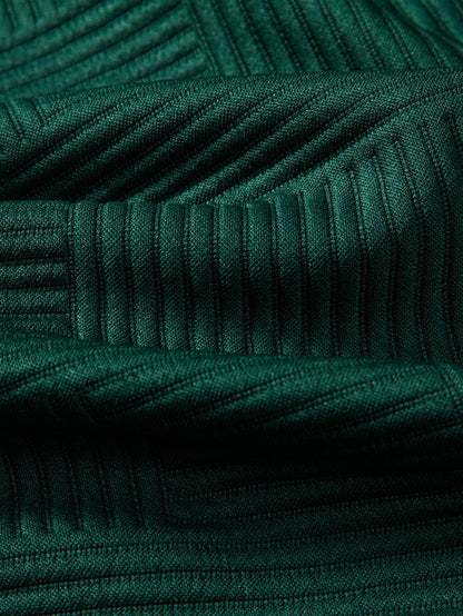 Striped Jacquard Button-Up Shirt and Shorts Set