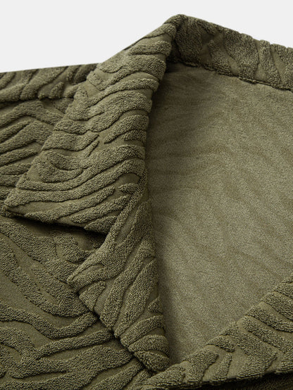 Cuban Shirt and Shorts Set with Animal Texture Terry