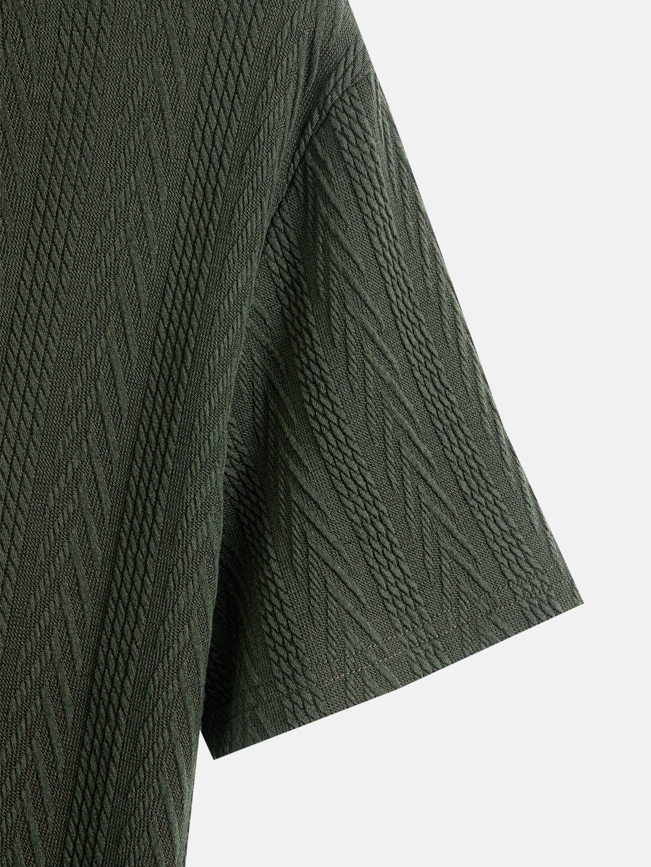 Short Sleeve Jacquard T-Shirt with Half Open Collar