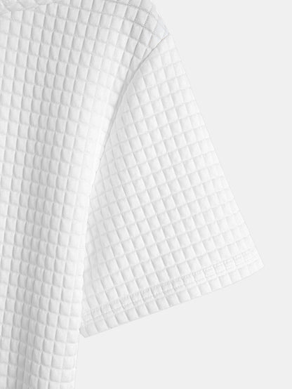 Waffle Knit Hooded T-Shirt with Kangaroo Pocket & Matching Shorts