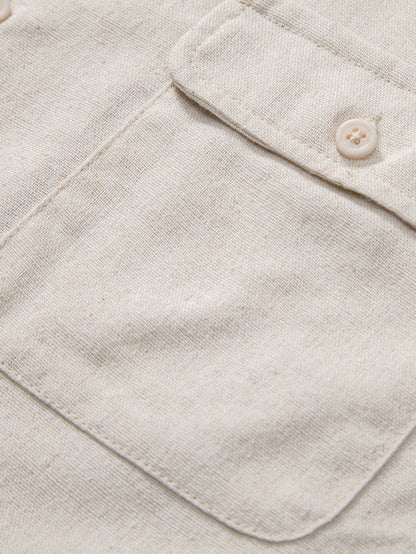 Pocketed Linen Cuban Shirt