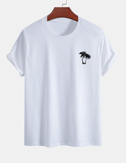 Classic Fit Cotton T-Shirt with Palm Tree Print