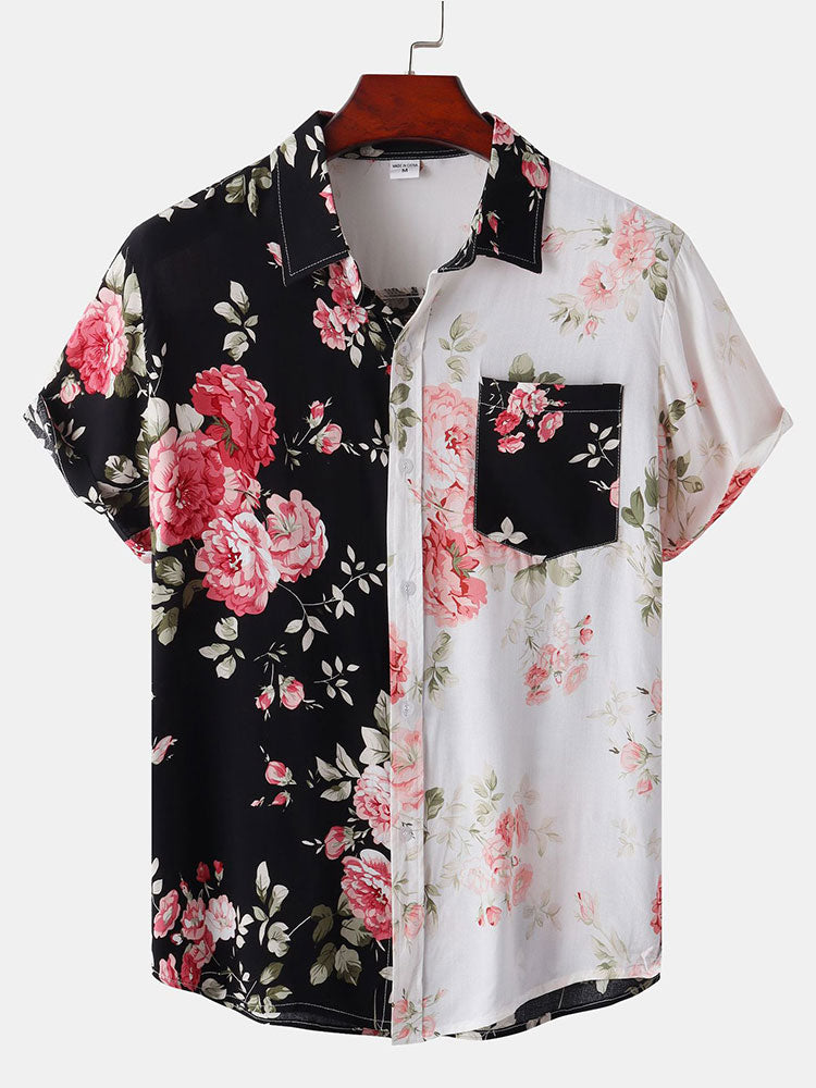 Dual Color Floral Pattern Shirt