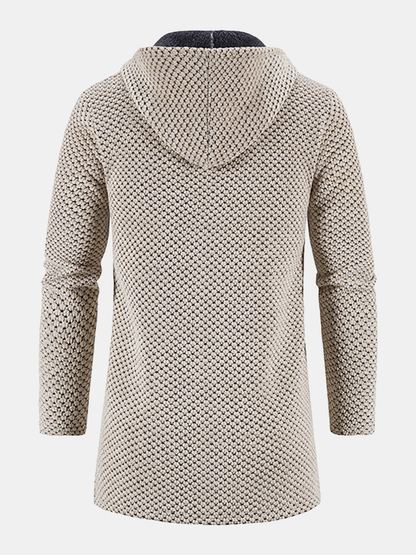Textured Hooded Sweater with Extended Length